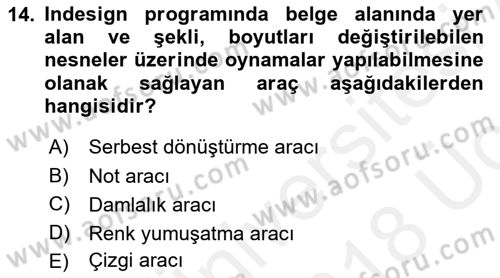 Web Grafik Tasarımı Dersi 2017 - 2018 Yılı 3 Ders Sınav Soruları 14. Soru