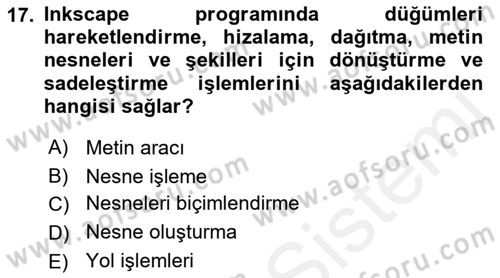 Web Grafik Tasarımı Dersi 2017 - 2018 Yılı 3 Ders Sınav Soruları 17. Soru
