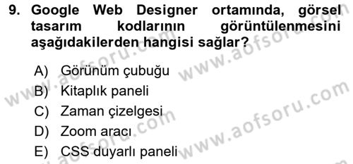 Web Grafik Tasarımı Dersi 2017 - 2018 Yılı 3 Ders Sınav Soruları 9. Soru