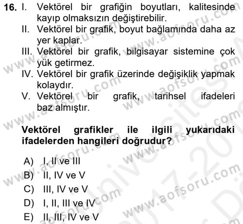 Web Grafik Tasarımı Dersi 2017 - 2018 Yılı (Vize) Ara Sınav Soruları 16. Soru