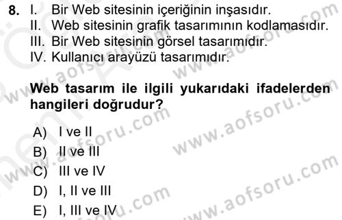 Web Grafik Tasarımı Dersi 2017 - 2018 Yılı (Vize) Ara Sınav Soruları 8. Soru