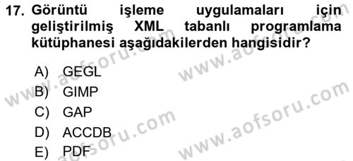 Web Grafik Tasarımı Dersi 2017 - 2018 Yılı (Final) Dönem Sonu Sınavı 17. Soru