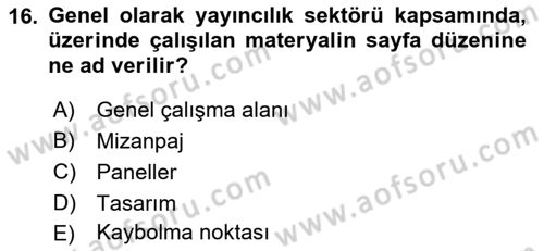 Web Grafik Tasarımı Dersi 2018 - 2019 Yılı 3 Ders Sınav Soruları 16. Soru