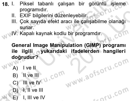 Web Grafik Tasarımı Dersi 2018 - 2019 Yılı 3 Ders Sınav Soruları 18. Soru