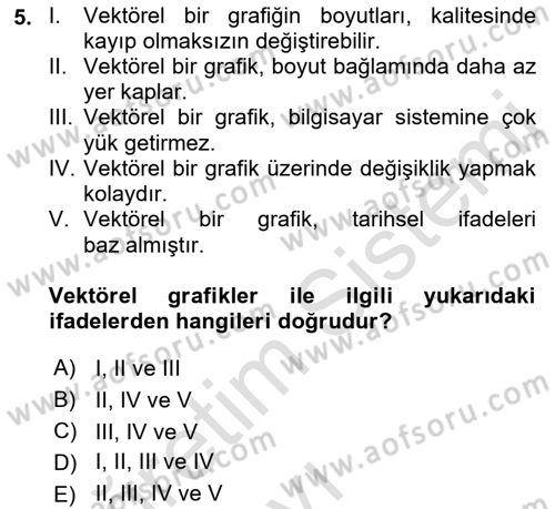 Web Grafik Tasarımı Dersi 2018 - 2019 Yılı 3 Ders Sınav Soruları 5. Soru