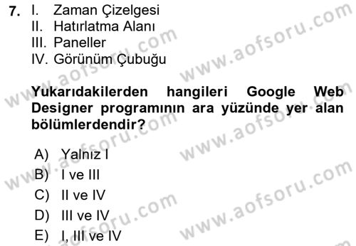 Web Grafik Tasarımı Dersi 2018 - 2019 Yılı 3 Ders Sınav Soruları 7. Soru