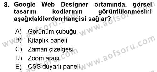 Web Grafik Tasarımı Dersi 2018 - 2019 Yılı 3 Ders Sınav Soruları 8. Soru