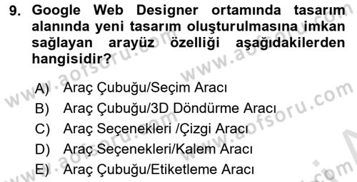 Web Grafik Tasarımı Dersi 2018 - 2019 Yılı 3 Ders Sınav Soruları 9. Soru