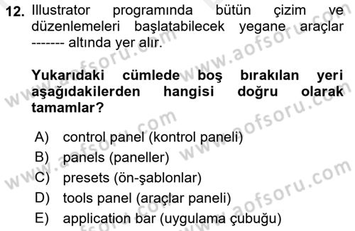 Web Grafik Tasarımı Dersi 2018 - 2019 Yılı (Vize) Ara Sınav Soruları 12. Soru