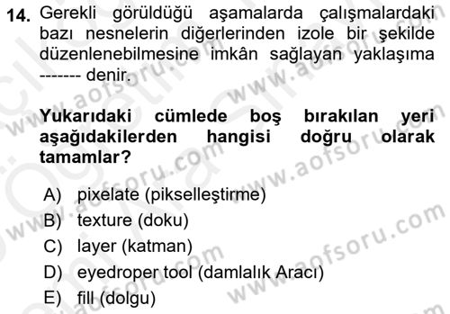 Web Grafik Tasarımı Dersi 2018 - 2019 Yılı (Vize) Ara Sınav Soruları 14. Soru