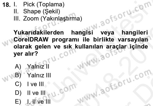 Web Grafik Tasarımı Dersi 2018 - 2019 Yılı (Vize) Ara Sınav Soruları 18. Soru