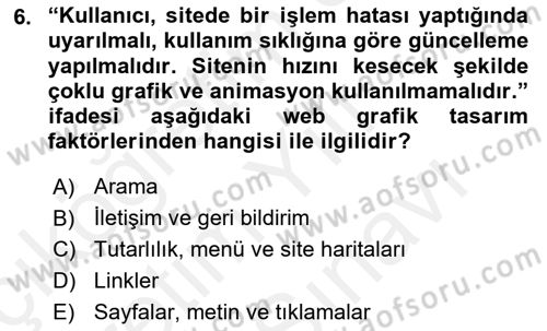 Web Grafik Tasarımı Dersi 2018 - 2019 Yılı (Vize) Ara Sınav Soruları 6. Soru