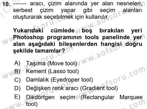 Web Grafik Tasarımı Dersi 2018 - 2019 Yılı (Final) Dönem Sonu Sınav Soruları 10. Soru