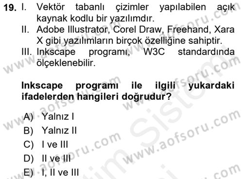 Web Grafik Tasarımı Dersi 2018 - 2019 Yılı (Final) Dönem Sonu Sınav Soruları 19. Soru