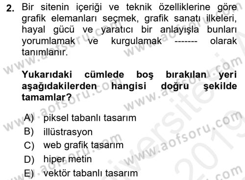 Web Grafik Tasarımı Dersi 2018 - 2019 Yılı (Final) Dönem Sonu Sınav Soruları 2. Soru