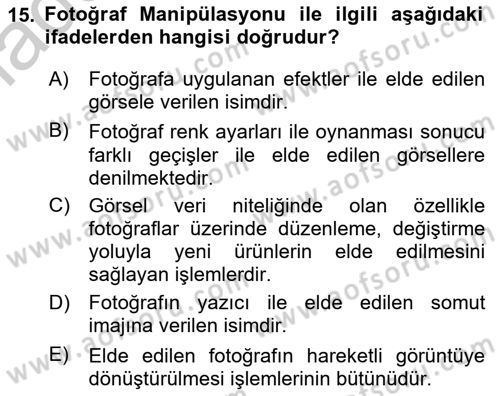 Web Grafik Tasarımı Dersi 2018 - 2019 Yılı Yaz Okulu Sınavı 15. Soru