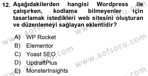 Web Grafik Tasarımı Dersi 2022 - 2023 Yılı Yaz Okulu Sınav Soruları 12. Soru