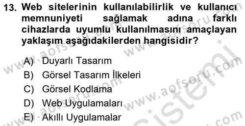 Web Grafik Tasarımı Dersi 2022 - 2023 Yılı Yaz Okulu Sınav Soruları 13. Soru