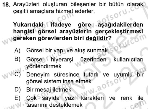 Web Grafik Tasarımı Dersi 2022 - 2023 Yılı Yaz Okulu Sınav Soruları 18. Soru