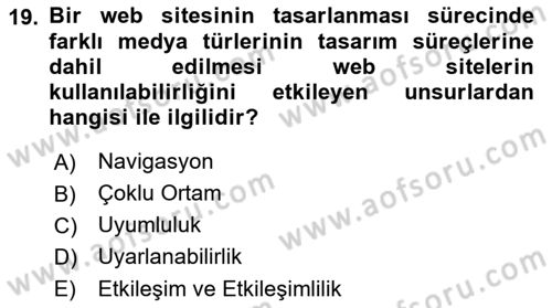 Web Grafik Tasarımı Dersi 2022 - 2023 Yılı Yaz Okulu Sınav Soruları 19. Soru