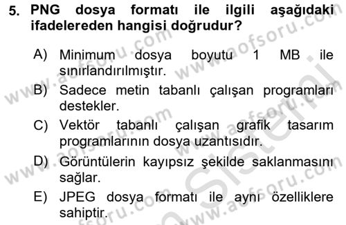 Web Grafik Tasarımı Dersi 2022 - 2023 Yılı Yaz Okulu Sınav Soruları 5. Soru
