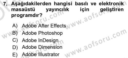 Web Grafik Tasarımı Dersi 2022 - 2023 Yılı Yaz Okulu Sınav Soruları 7. Soru