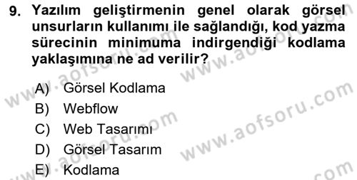 Web Grafik Tasarımı Dersi 2022 - 2023 Yılı Yaz Okulu Sınav Soruları 9. Soru