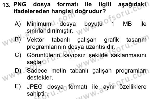 Web Grafik Tasarımı Dersi 2023 - 2024 Yılı (Vize) Ara Sınav Soruları 13. Soru