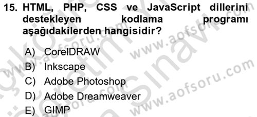 Web Grafik Tasarımı Dersi 2023 - 2024 Yılı (Vize) Ara Sınav Soruları 15. Soru