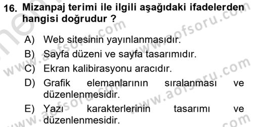 Web Grafik Tasarımı Dersi 2023 - 2024 Yılı (Vize) Ara Sınav Soruları 16. Soru