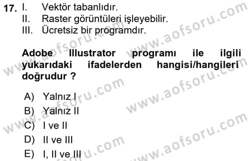 Web Grafik Tasarımı Dersi 2023 - 2024 Yılı (Vize) Ara Sınav Soruları 17. Soru