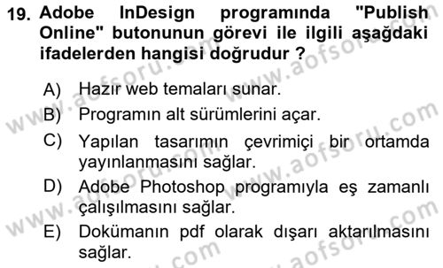 Web Grafik Tasarımı Dersi 2023 - 2024 Yılı (Vize) Ara Sınav Soruları 19. Soru