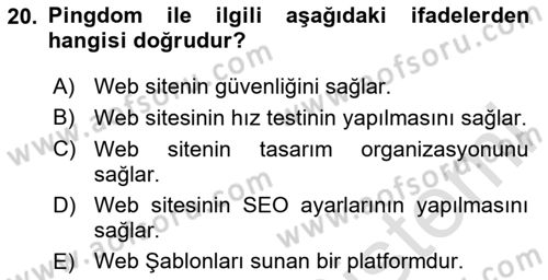Web Grafik Tasarımı Dersi 2023 - 2024 Yılı (Final) Dönem Sonu Sınav Soruları 20. Soru