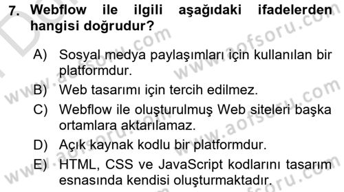 Web Grafik Tasarımı Dersi 2023 - 2024 Yılı (Final) Dönem Sonu Sınav Soruları 7. Soru