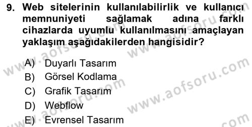 Web Grafik Tasarımı Dersi 2023 - 2024 Yılı (Final) Dönem Sonu Sınav Soruları 9. Soru