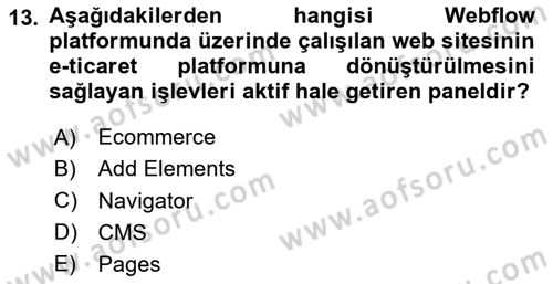 Web Grafik Tasarımı Dersi 2023 - 2024 Yılı Yaz Okulu Sınav Soruları 13. Soru