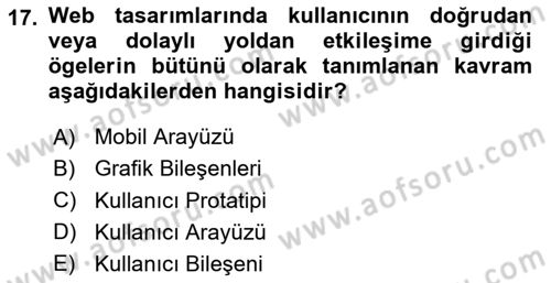 Web Grafik Tasarımı Dersi 2023 - 2024 Yılı Yaz Okulu Sınav Soruları 17. Soru