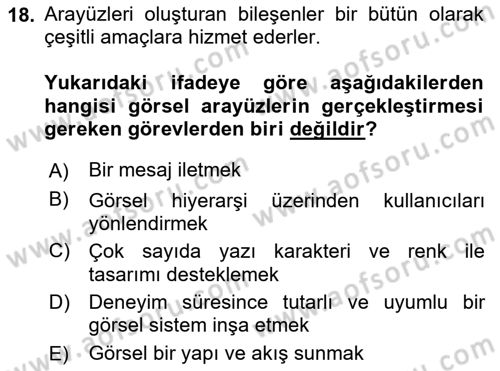 Web Grafik Tasarımı Dersi 2023 - 2024 Yılı Yaz Okulu Sınav Soruları 18. Soru