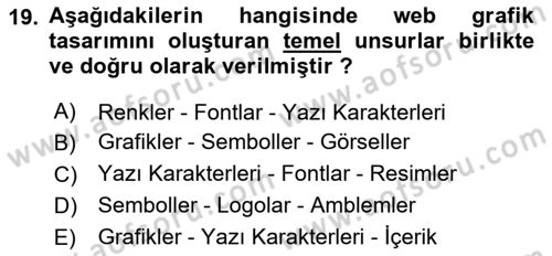 Web Grafik Tasarımı Dersi 2023 - 2024 Yılı Yaz Okulu Sınav Soruları 19. Soru
