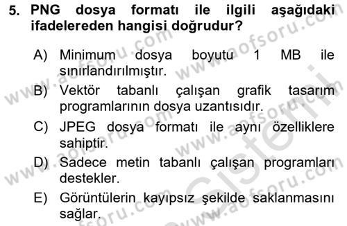 Web Grafik Tasarımı Dersi 2023 - 2024 Yılı Yaz Okulu Sınav Soruları 5. Soru