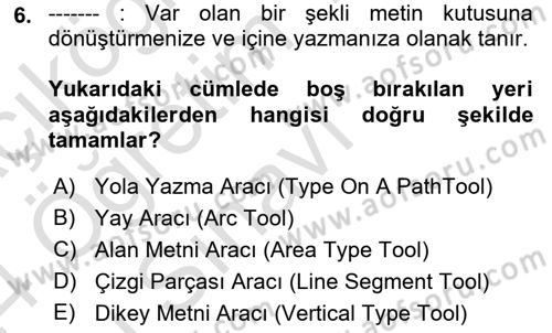 Web Grafik Tasarımı Dersi 2023 - 2024 Yılı Yaz Okulu Sınav Soruları 6. Soru