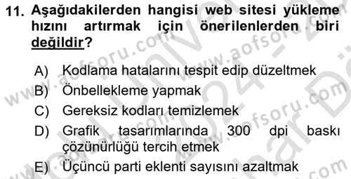 Web Grafik Tasarımı Dersi 2024 - 2025 Yılı (Vize) Ara Sınav Soruları 11. Soru