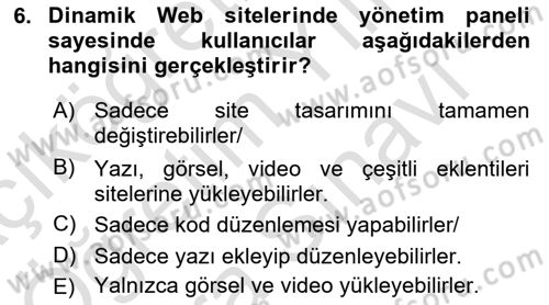 Web Grafik Tasarımı Dersi 2024 - 2025 Yılı (Vize) Ara Sınav Soruları 6. Soru