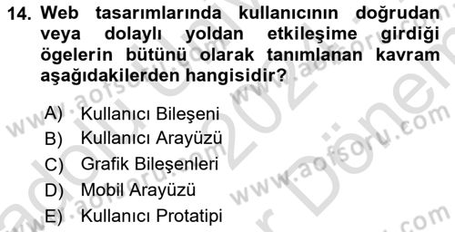 Web Grafik Tasarımı Dersi 2024 - 2025 Yılı (Final) Dönem Sonu Sınav Soruları 14. Soru