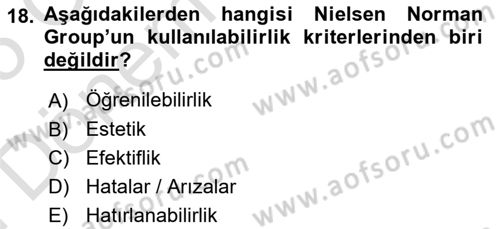 Web Grafik Tasarımı Dersi 2024 - 2025 Yılı (Final) Dönem Sonu Sınav Soruları 18. Soru