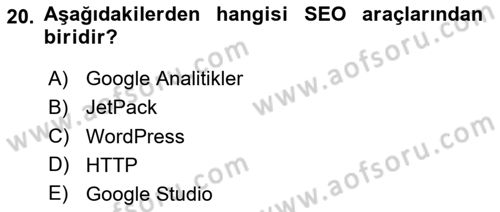 Web Grafik Tasarımı Dersi 2024 - 2025 Yılı (Final) Dönem Sonu Sınav Soruları 20. Soru