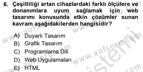 Web Grafik Tasarımı Dersi 2024 - 2025 Yılı (Final) Dönem Sonu Sınav Soruları 6. Soru