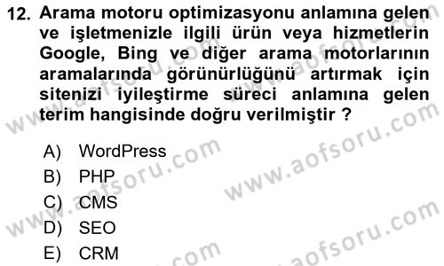 Web Grafik Tasarımı Dersi 2024 - 2025 Yılı Yaz Okulu Sınav Soruları 12. Soru