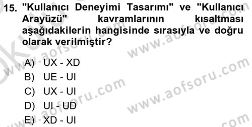 Web Grafik Tasarımı Dersi 2024 - 2025 Yılı Yaz Okulu Sınav Soruları 15. Soru