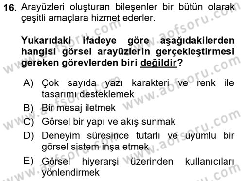 Web Grafik Tasarımı Dersi 2024 - 2025 Yılı Yaz Okulu Sınav Soruları 16. Soru